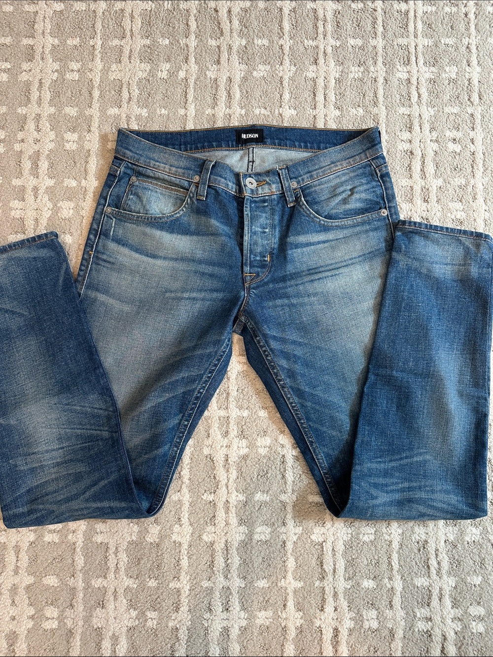 Hudson Jeans Men’s Washed Blue Slim Straight Jeans